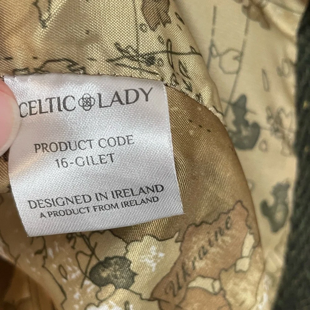 Celtic Tweed Ladies' Green Herringbone Tweed Vest US Size 12 Old World Tailored - Picture 7 of 10